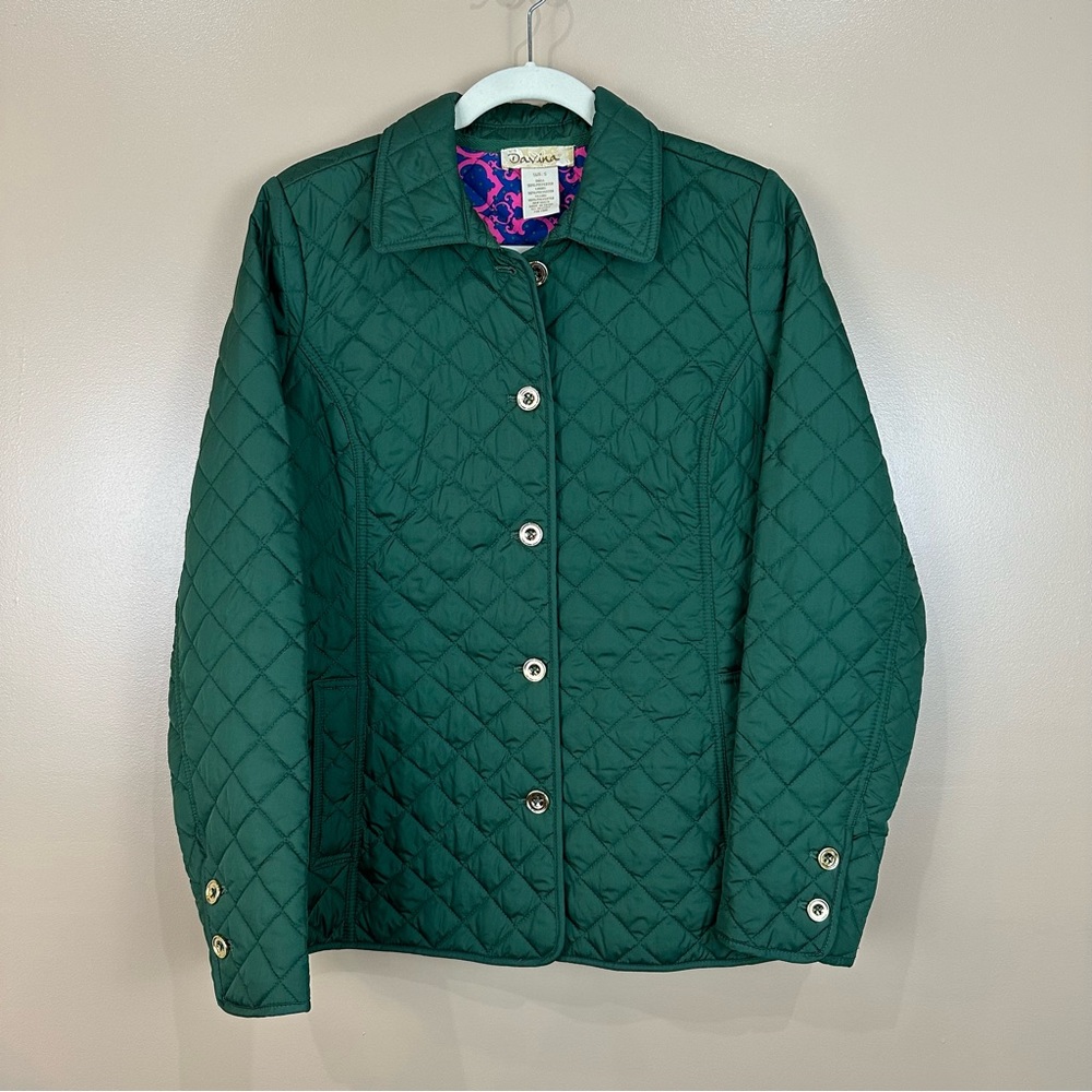 Davina Green Pink Blue Quilted Puffer Jacket Preppy Small Barn Chore Prep
